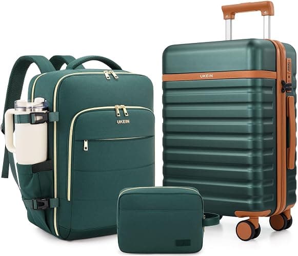 Luggage Sets 3 Piece, Carry On Luggage 20In With Spinner Wheels,PC Hardside Suitcase Set with TSA Lock,Durable Carry On Suitcase With Travel Backpack for Men (Dark Green, 3 piece set (BP/20inch)) thumbnail 9