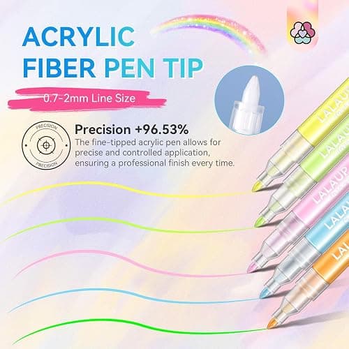 SAVILAND 12 Colors Nail Art Pens Set, 0.7mm Fine Tip Nail Polish Pens | 20s Quick Dry, No Smudging, Waterproof, Nail Art Markers for Painting Dots Liner Lettering & Design, Women Gift, Home DIY thumbnail 4