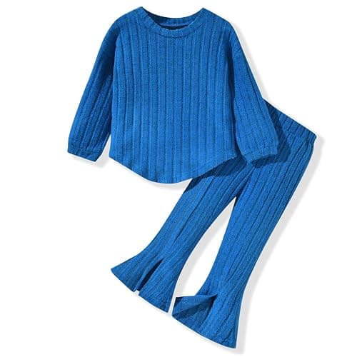 Aalizzwell Toddler Girl Flare Pants with Slit Outfit for 2T - 5T - Image 1