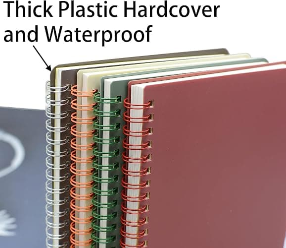 Yansanido Spiral Notebook, 4 Pcs 4 Color A5 Size Thick Plastic Hardcover 8mm Ruled Paper 80 Sheets (160 Pages) Journal for School and Office Supplies (4 Pcs A5) thumbnail 5