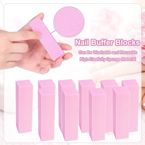 Fuyamp 10 Pcs Nail Buffer Block, Professional 120 Grit Nail Sanding Blocks for Natural Acrylic Nails, Nail Buffer Blacks Manicure Pedicure Tools for Gel Nails Salon Home Use (Pink) thumbnail 4