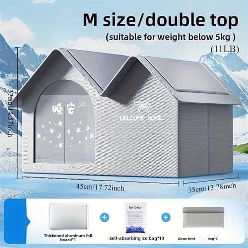 2025 New Air Conditioner Cat House, Dog House with Ac, Foldable Pet Cooling House with Air Conditioning 10 Ice Packs, for Small Dogs and Cats (Grey) thumbnail 7