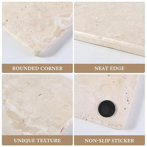 Koville Natural Travertine Marble Cutting Board for Kitchen Counter, 12" x 8" Real Stone Slab Marble Cheese Board for Home Decor, Stone Pastry Boards Bathroom Perfume Tray Candle Plate thumbnail 5