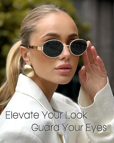 FURTALK Retro Oval Sunglasses Womens UV400 Protection Trendy Sun Glasses Sunnies Shades FT8219 thumbnail 4