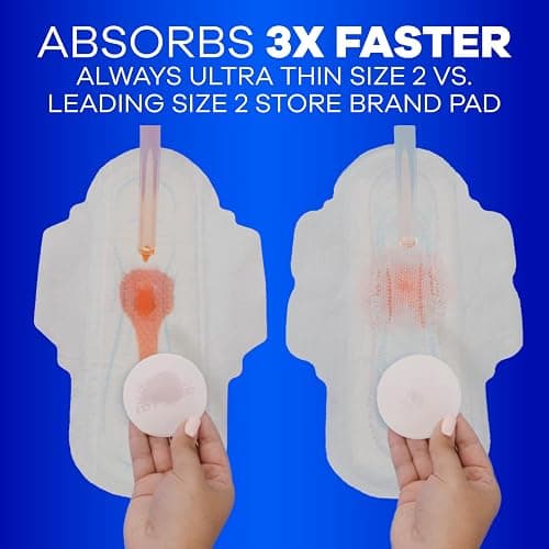 Always Ultra Thin Pads with Wings, Size 2, Long Super, 58 Count thumbnail 4