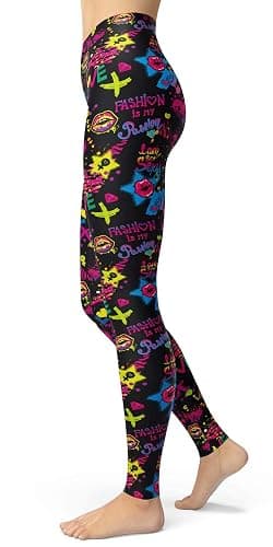 sissycos Women's 80s Leggings Neon Artistic Splash Printed Buttery Soft Stretchy Pants thumbnail 4