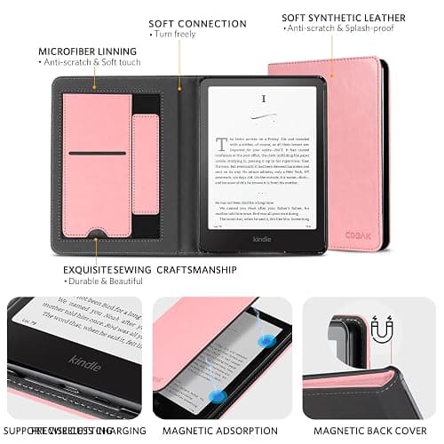 CoBak Stand Case for 7" Kindle Paperwhite 12th Gen 2024 and Kindle Colorsoft with Hand Strap - Compatible with iPhone MagSafe, for Samsung/Belkin/Anker Wireless Charging Pads, Durable, Auto Sleep Wake thumbnail 4