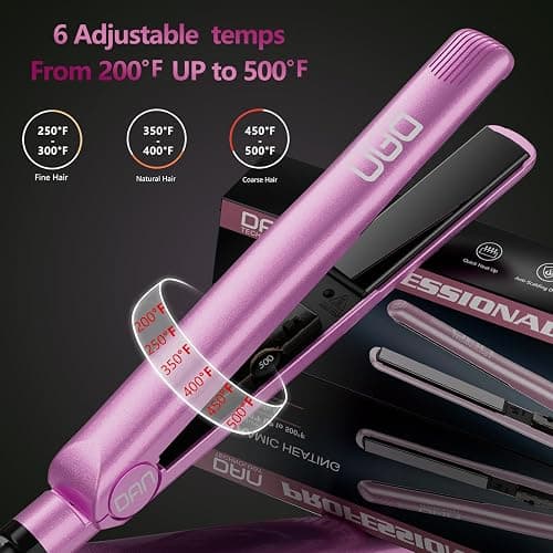DAN Technology Hair Straightener, Ceramic Flat Iron, 1 inch, 500 ℉, Adjustable Temperature, Dual Voltage, Professional Flat Irons for Women thumbnail 3