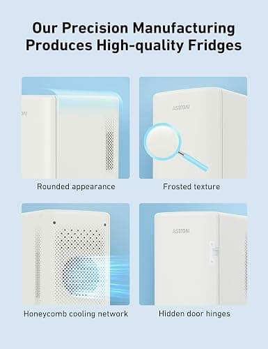AstroAI Mini Fridge 6 Litre / 8 Can | Cooler and Warmer | AC/DC | Small Fridge for Bedrooms, Car, Drinks, Beauty, Skincare, Travel (Beige) thumbnail 6