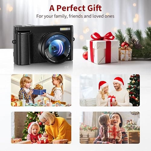 4K Digital Camera for Photography and Video, Autofocus Anti-Shake 48MP Vlogging Camera for YouTube, 3'' 180°Flip Screen Camera with Flash 16X Zoom, Digital Camera with 32GB Card Battery Charger - Black thumbnail 7
