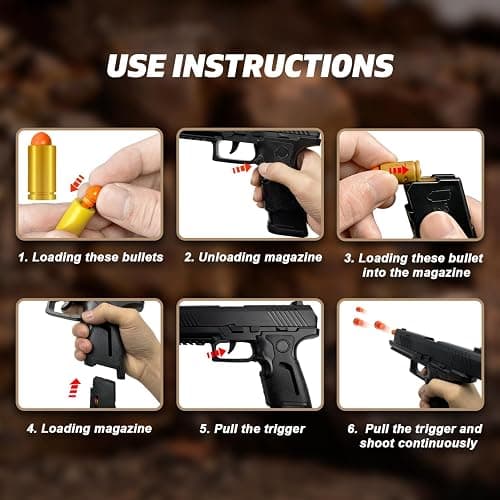 Automatic Shell Ejecting Toy Gun, Soft Bullet Toy Pistol, Educational Toy Model, Gifts for Kids, Boys and Girls (Black) thumbnail 5