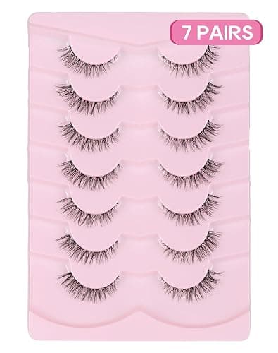 Jiocolor Cat Eye Lashes Wispy Fake Lashes Clear Band Strip Lashes ZT20 | Lashes Natural Look Short Eyelashes Clear Band False Eyelashes 7 Pairs thumbnail 6