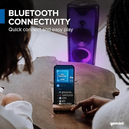Gemini Bluetooth Party Speaker 800W with LED Lights, Dual 6.5” Woofers, Mic & Guitar Inputs, TWS Pairing, USB/FM/AUX/Bluetooth Playback, 16 Hr Battery – Portable Speaker for Parties (GLS-550) thumbnail 3