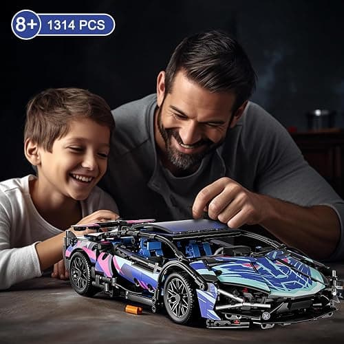 PinkBee Sport Car Building Block Sets for Adults Technical Remote Control APP Race Car with LED Lights,Collectible 1:14 Model Engineering Toy Men Teens Boys Birthday Age 8+ 8-12 13 thumbnail 2