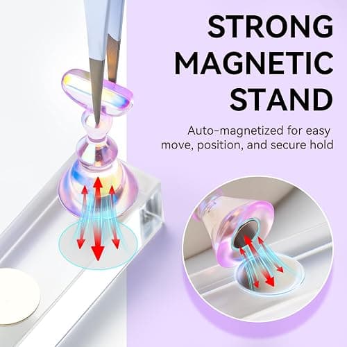 Makartt Nail Stand: Nail Holder for Painting Nails DIY, Magnetic Press on Stand Pink and Purple for Art Display Practice, Purple Glitter Flower Fake Holder for Home Salon with Reusable Adhesive Putty thumbnail 3