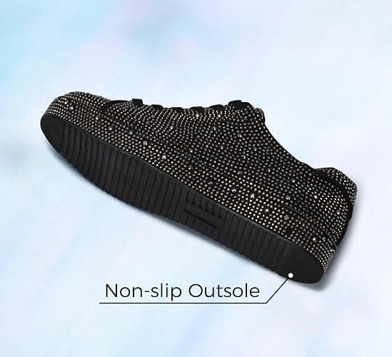 LUCKY STEP Platform Rhinestone Fashion Glitter Sneakers | Sparkly Bling Bedazzled Wedding Bridal Shiny Shoes for Women thumbnail 5