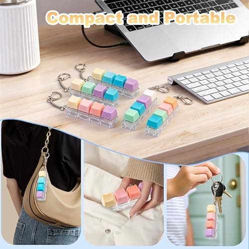 5Pcs Keyboard Fidget Toy, Loud Fidget Keyboard Keychain 4-in-1 Keyboard Clicker Fidget Toy Stress Relief, Cute Button Clicker Fidget Sensory Fun Toys for Anxiety Decompression (Cat) thumbnail 8