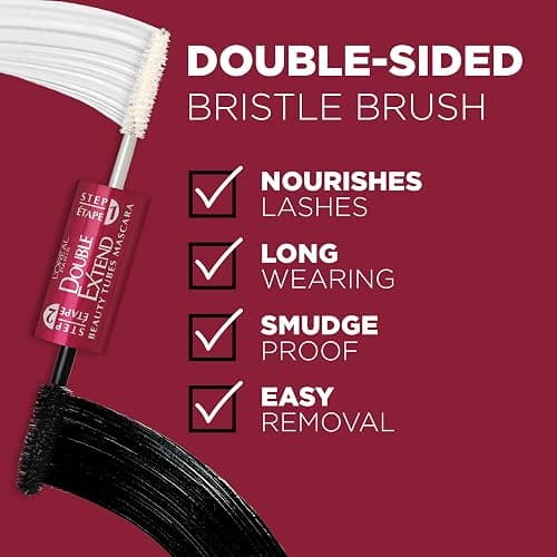 L'Oreal Paris Makeup Double Extend Tubing Mascara, Lengthening 2 Step Mascara, Smudgeproof, Black thumbnail 4