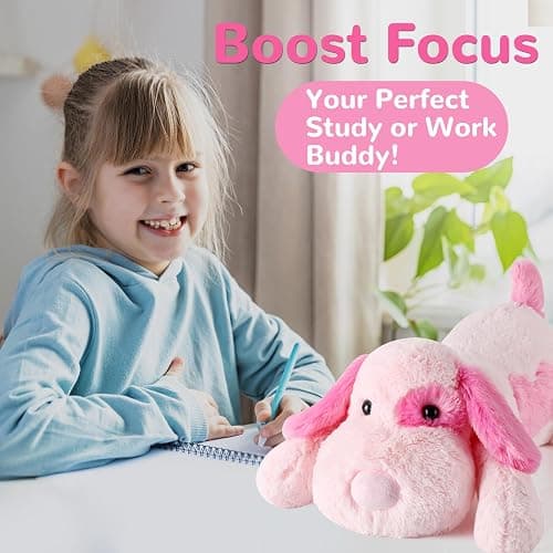 meowtastic Pink Dog Weighted Stuffed Animals - 22 Inch 4.5 Pounds Weighted Plush Dog Stuffed Animals - Big Stuffed Dog Plush Pillow - Cute Plush Toys Gifts for Kids & Adults (22" 4.5 lbs) thumbnail 6