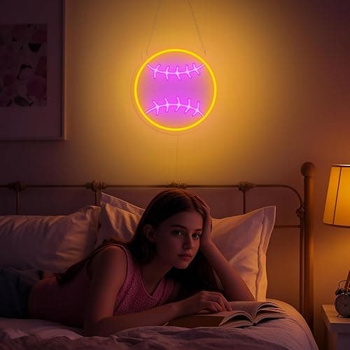 Softball Neon Sign - Dimmable Sport Wall Decor With USB Power, Softball Gifts for Girls 8-12, LED Neon Lights for Girls Cave College Dorm Softball Fan Accessories Stuff thumbnail 5