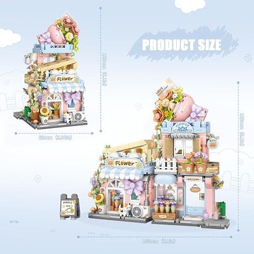 Street View Flower House Shop Mini Building Blocks, MOC Creative Building Toys Cute Panda Building Set for Girls 6-12, Simulation Architecture Construction Toy, Gift Idea for Kids Adults (854 PCS) thumbnail 2