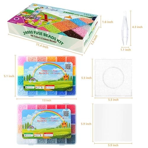 LIHAO 2.6mm Mini Fuse Beads Kit for Crafts, 24000 pcs 48 Colors Fuse Beading Kit Multicolored Iron, Great Supplies for Fuse Beads Artist thumbnail 3