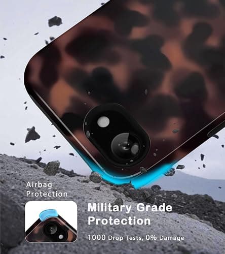 Amzfield Magnetic for iPhone 16e Case - Tortoise Shell with Leopard Amber Print, Compatible with MagSafe, Cute Aesthetic Shockproof 2-in-1 Hybrid Phone Case for Women, Brown thumbnail 5