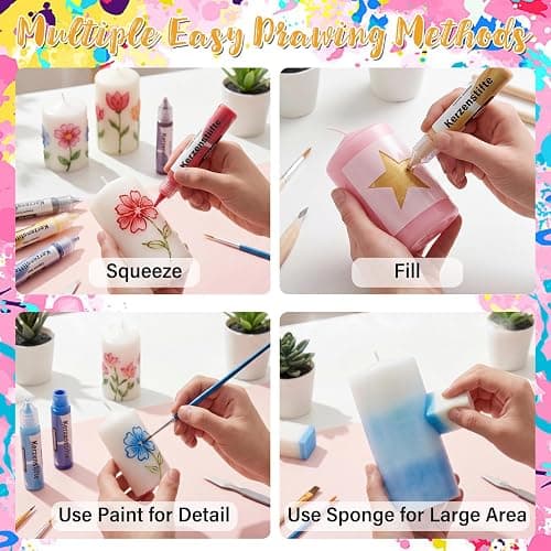 Crtiin 48 Pcs Candle Wax Pen 24 Vibrant Colors Candle Paint Set 10 ml Painting Pen Decorating Kit Beginner-Friendly for Festival Birthday Decorating Blessing Writing & DIY Crafts thumbnail 3