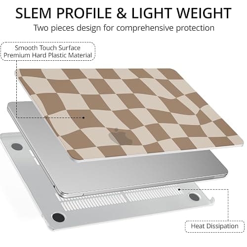 Anban Compatible with MacBook Air 13 inch Case 2025 2024 2023 2022 M4 M3 M2 A3240 A3113 A2681, Plastic Hard Shell Case for MacBook Air 13.6 inch + Keyboard Cover + Screen Protector, Brown Checkered thumbnail 4