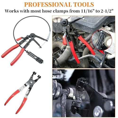 Yuesstloo 16 Pcs Hose Clamp Pliers Set, Hose Clamp Removal and Installation Tool with Long Flexible Plier & Electrical Disconnect Pliers for Automotive Coolant Radiator Heater, Water Hoses, Fuel Lines thumbnail 6