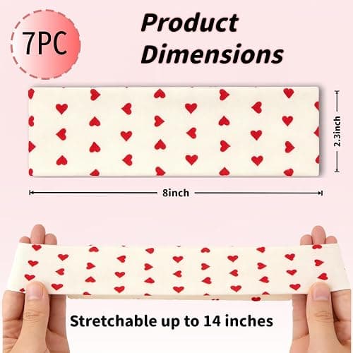 wawou 7 Pack Fashion Women Headbands for Short Hair Non Slip Elastic Floral Hairbands, for Yoga, Sports, Face Washing & Daily Wear Heart Headband thumbnail 2