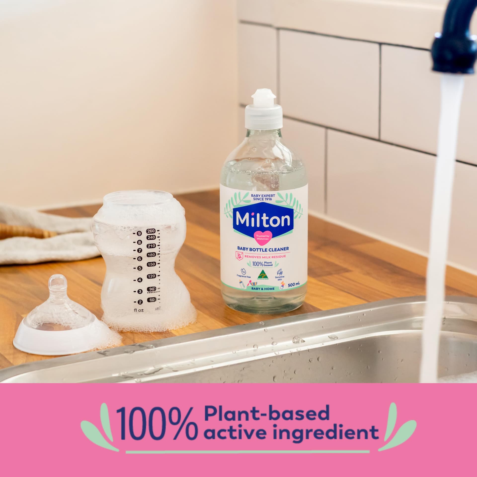 Milton Baby Bottle Cleaner ; Removes Milk Residue ; 100 Percentage Plant-based ; Australian Made ; 500ml thumbnail 4