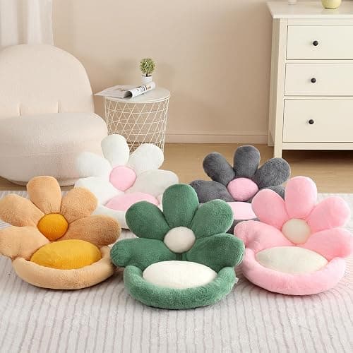 Ditucu Flower Shape Chair Pillow Cute Seat Cushion 19 inch Comfy Lazy Sofa Floor Pillows Dorm Seating for Bedroom Decor Orange thumbnail 6