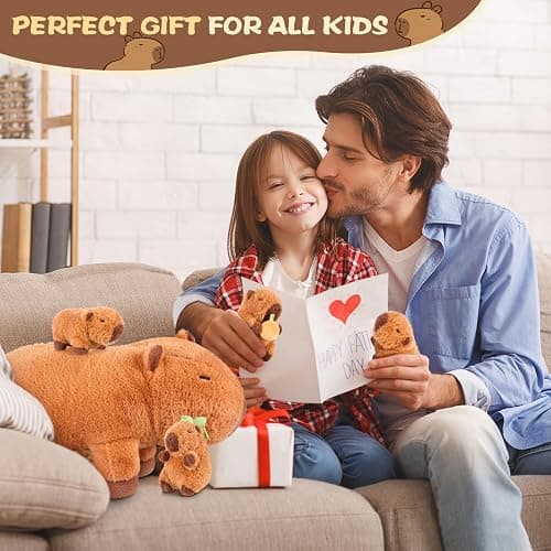 SuzziPals 5-in-1 Capybara Stuffed Animals with Babies Inside, 5Pcs Set Capybara Plush with Mommy & 4 Babies, Soft Pillow Plushies Decor, Cute 3 to 8 Year Old Girl Gift, Imaginative Play Toy (Capibara) thumbnail 7