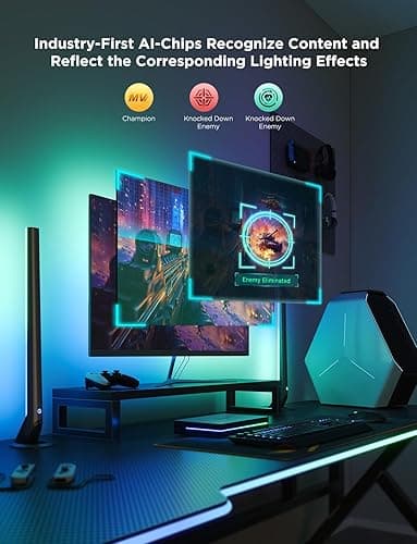 Govee HDMI 2.1 Sync Box Kit 2, Includes AI Sync Box, Light Bars, and Monitor Backlight, Supports 8K@60Hz, 4K@144Hz, VRR and ALLM, Works with Matter and Alexa, RGBIC Light Strip for 27-34 inch Monitor thumbnail 5