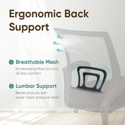 ETONEX Office Chair with Ergonomic Mid Back Cushion Lumbar Support Adjustable Swivel Rolling Computer Gaming Desk Chair Comfy Mesh Seat Wheels Home Executive Use (1, All Black) thumbnail 4