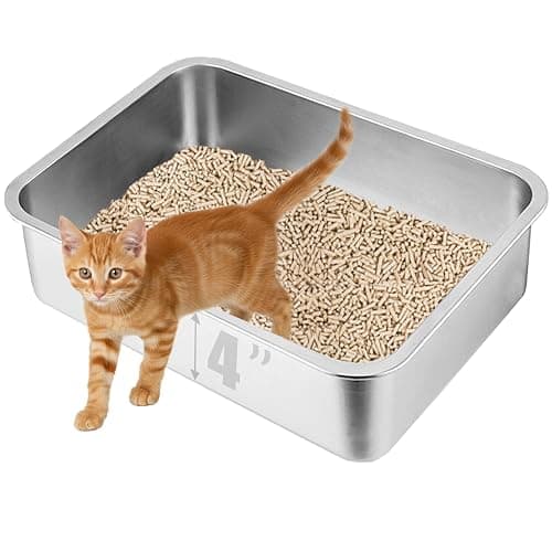 Stainless Steel Kitten Litter Box, 15.7"×11.8"×4" Low Entry Cat Litter Box for Small Cat, Kitty Shallow Litterbox for Guinea Pig, Puppy, Hamsters Toilet - Image 1