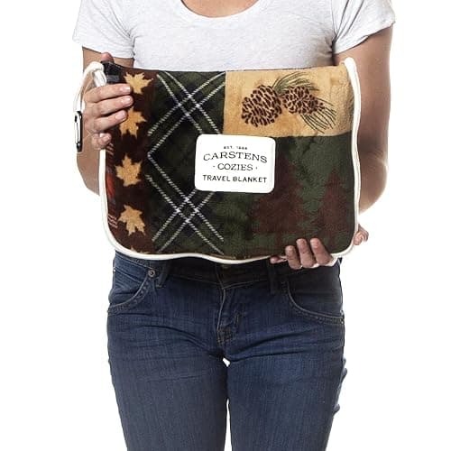 CARSTENS, INC. Travel Blanket, Premium Compact 2-in-1 Airplane Blanket/Pillow, Tree Plaid Rustic thumbnail 5