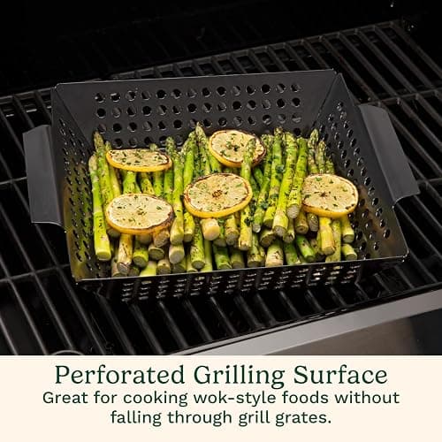Cuisinart 11" x 11" Non-Stick Grill Wok, Perforated BBQ Grill Basket for Grilling Veggies, Meat & Stir-Fry, Outdoor Grilling Basket for Charcoal and Gas Grills thumbnail 2