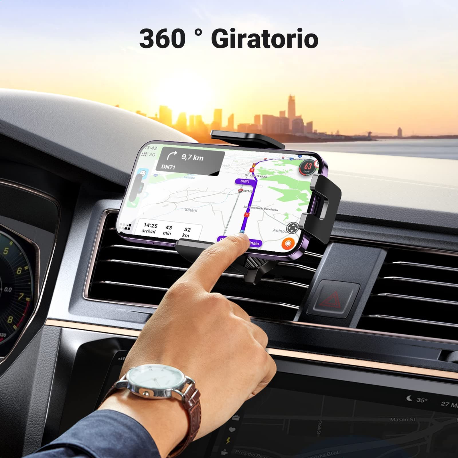 UGREEN Soporte Celular Automóvil, Base Porta Móvil Auto Giratorio 360° con Gancho Metálico y Botón de Liberación, Uso con Una Sola Mano para iPhone 16 15 14 13 Pro MAX, Galaxy S24 S23 S22 Ultra thumbnail 5
