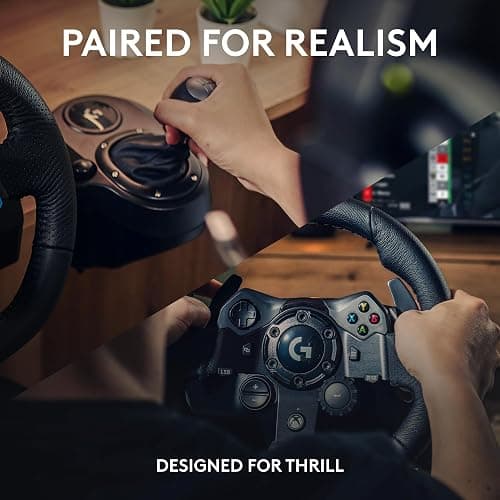 Logitech G923 Racing Wheel and Pedals, TRUEFORCE Force Feedback, Real Leather + Logitech G Driving Force Shifter - Xbox X|S, Xbox One, PC, Mac - Black thumbnail 2