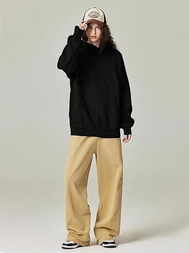RICK TOP ONE Essentials Unisex Solid Basic Fleece Loose Hoodie Cotton Baggy Sweatshirt Long Sleeve Drop Shoulder Pullovers thumbnail 7