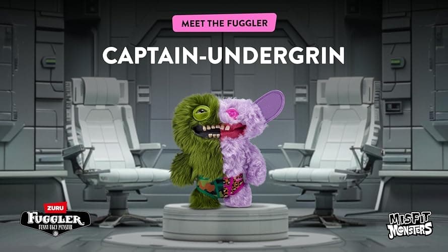 Fuggler Misfit Monsters 23 cm Series 1 by Zuru, Funny Ugly Monster Plush Toy (Count Underoo Mcgoo & Grin - Green & Lilac Long & Curly Pile) thumbnail 6