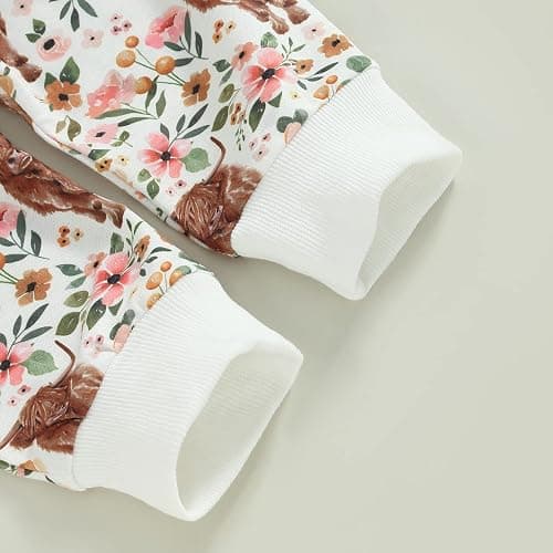 3Pcs Baby Girl Outfits Daisy Sweatshirt + Pants + Headband Infant Fall Winter Clothes thumbnail 5
