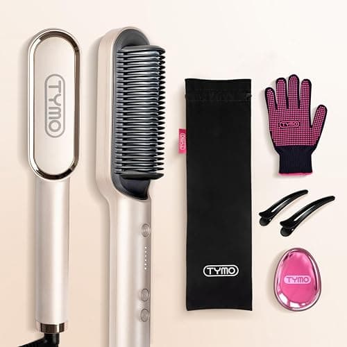 TYMO Hair Straightener Brush UK, Flat Iron and Hair Brush 2-in-1, Anti-Scald, Fast Heating, 5 Temp Settings (130℃-210℃), Professional Salon at Home, Wider Comb for Even Straightening, Gold thumbnail 7