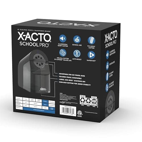 X-ACTO Pencil Sharpener, School Pro Electric Pencil Sharpener, With Six Size Dial, XL Shavings Bin, Black, 1 Count - Heavy Duty, Teacher and School Supplies thumbnail 10