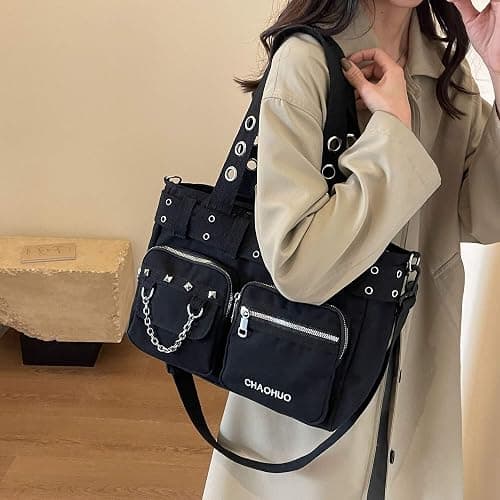 KANGDAWEI Steampunk Goth Messenger Bag, Fashion Punk Gothic Shoulder Bag thumbnail 2
