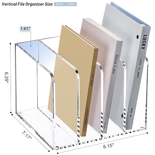 YUXUN Acrylic Magazine Holder,Clear Desk Organizer File Sorter for Notebook,Paper,Envelope,Magazine, Book Storage-Office/Home/Classroom Organization(4 Compartments,B5) thumbnail 2