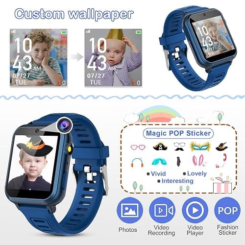 Phyulls Smart Watch for Kids with 39 Games Alarm Clock, Touchscreen, Calendaring Camera Music Player Time Display Video & Audio Recording, Toys for 3-12 Years Old Boys thumbnail 5
