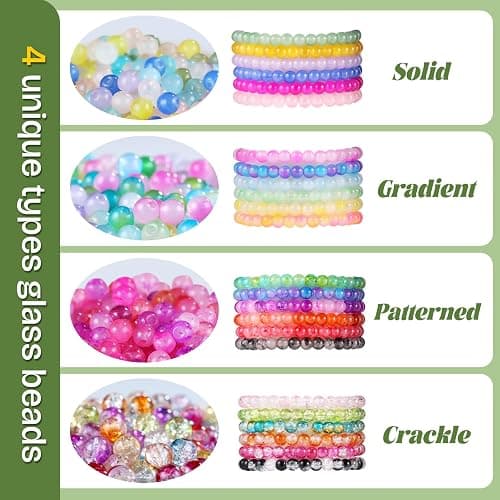 Funtopia 3524pcs Glass Beads Bracelet Making Kit, 4 Types 96 Colors 6mm Glass Beads for Bracelets, Round Crystal Beads for Jewelry Making Necklace Earrings DIY Crafts thumbnail 5